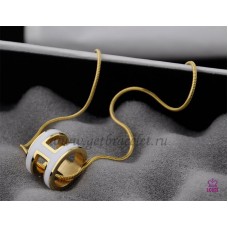 Hermes 3D Pop “H” logo Snake Bone White Halskette aus Gelbgold Hermes 3D Pop “H” logo Snake Bone White Halskette aus Gelbgold