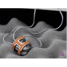 Hermes 3D Pop “H” logo Snake Bone Orange Halskette aus Weißgold Hermes 3D Pop “H” logo Snake Bone Orange Halskette aus Weißgold