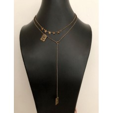 Christian Dior Messing Biene CD Motiv quadratischer Anhänger Damen Stern Doppelgliederkette Halskette