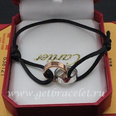 Cartier Love-Armband, Roségold, Weißgold, schwarze Kordel Cartier Love-Armband, Roségold, Weißgold, schwarze Kordel
