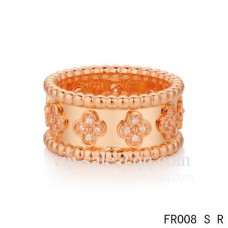 Van Cleef Arpels Kleeblatt-Ring in Rosa mit runden Diamanten