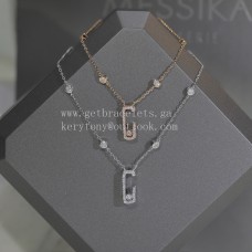 Messika Lucky-Halskette mit Pavé-Diamanten aus Roségold und Weißgold Messika Lucky-Halskette mit Pavé-Diamanten aus Roségold und Weißgold