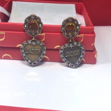 Dior LAmour Avenir Gelber Kristall-Herz-Anhänger, Damenohrringe im Alter von goldfarbenen Diamanten