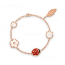 Van Cleef Arpels Lucky Long Armband Roségold, Karneol und Perlmutt-Onyx, 5 Motive