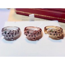 Panthere de Cartier Ring Weißgold/Gelbgold/Rosensmaragde und Onyx mit Diamanten