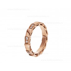BVLGARI Kleiner Serpenti Viper Bandring aus 18 Karat Roségold mit Halbdiamanten
