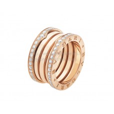 Bvlgari B.zero1 4-Band-Ring aus Roségold mit Pavé-Diamanten am Rand Bvlgari B.zero1 4-Band-Ring aus Roségold mit Pavé-Diamanten am Rand