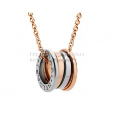 Bvlgari B.zero1 Labyrinth-Halskette mit Anhänger aus Rosé- und Weißgold. Roségoldkette Bvlgari B.zero1 Labyrinth-Halskette mit Anhänger aus Rosé- und Weißgold. Roségoldkette