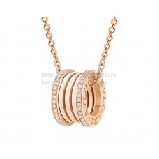 Bvlgari B.zero1 Anhänger mit Kette aus Roségold mit Pavé-Diamanten an den Rändern