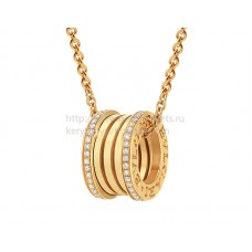 Bvlgari B.zero1 Anhänger mit Kette aus Gelbgold mit Pavé-Diamanten an den Rändern Bvlgari B.zero1 Anhänger mit Kette aus Gelbgold mit Pavé-Diamanten an den Rändern