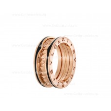 Bvlgari B.zero1 Rock 2-Band-Ring aus 18-karätigem Roségold mit Nietenspirale und schwarzen Keramikeinsätzen an den Rändern Bvlgari B.zero1 Rock 2-Band-Ring aus 18-karätigem Roségold mit Nietenspirale und schwarzen Keramikeinsätzen an den Rändern