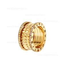 Bvlgari B.zero1 Rock 4-Band-Ring aus 18-karätigem Gelbgold mit besetzter Spirale und Pavé-Diamanten an den Rändern Bvlgari B.zero1 Rock 4-Band-Ring aus 18-karätigem Gelbgold mit besetzter Spirale und Pavé-Diamanten an den Rändern