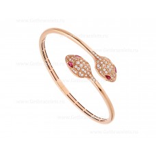 Bvlgari Serpenti Armband aus 18 Karat Roségold, besetzt mit Rubellitaugen und Pavé-Diamanten