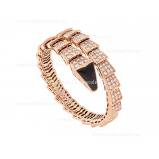 Bvlgari Serpenti Viper One-Coil-Armband aus 18 Karat Roségold, besetzt mit vollständig ausgefassten Diamanten und einem Onyx-Element auf dem Kopf Bvlgari Serpenti Viper One-Coil-Armband aus 18 Karat Roségold, besetzt mit vollständig ausgefassten Diamanten und einem Onyx-Element auf dem Kopf