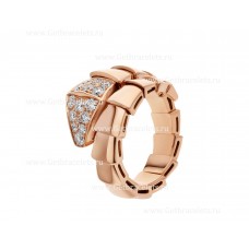Bvlgari Serpenti Viper One-Coil-Ring aus 18 Karat Roségold mit Pavé-Diamanten Bvlgari Serpenti Viper One-Coil-Ring aus 18 Karat Roségold mit Pavé-Diamanten