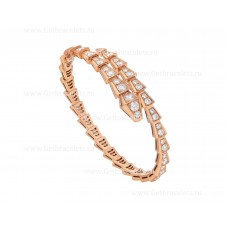 Dünnes Bvlgari Serpenti Viper One-Coil-Armband aus 18-karätigem Roségold und vollständig ausgefassten Diamanten Dünnes Bvlgari Serpenti Viper One-Coil-Armband aus 18-karätigem Roségold und vollständig ausgefassten Diamanten