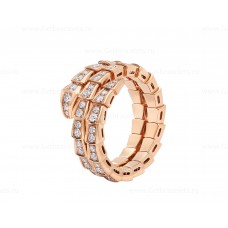 Bvlgari Serpenti Viper Zwei-Spulen-Ring aus 18 Karat Roségold, besetzt mit Pavé-Diamanten Bvlgari Serpenti Viper Zwei-Spulen-Ring aus 18 Karat Roségold, besetzt mit Pavé-Diamanten