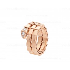 Bvlgari Serpenti Viper Zwei-Spulen-Ring aus 18 Karat Roségold, besetzt mit Halbpflasterdiamanten Bvlgari Serpenti Viper Zwei-Spulen-Ring aus 18 Karat Roségold, besetzt mit Halbpflasterdiamanten