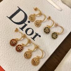 Dior Rose Des Vents Achtzackiger Stern Gelbgold Damen Diamantohrringe MOP/Malachit/Karneol