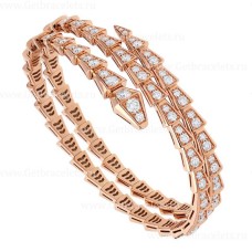 Bvlgari Serpenti Viper Two-Coil-Armband aus 18 Karat Roségold, besetzt mit Pavé-Diamanten Bvlgari Serpenti Viper Two-Coil-Armband aus 18 Karat Roségold, besetzt mit Pavé-Diamanten