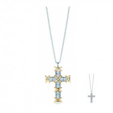 Tiffany Schlumberger Zehn-Stein-Kreuz-Anhänger-Halskette mit Diamanten, America Lady
