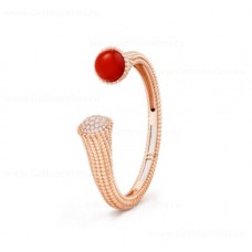 Van Cleef Arpels Perlee Couleurs Armband aus Roségold mit Diamant-Karneol Van Cleef Arpels Perlee Couleurs Armband aus Roségold mit Diamant-Karneol