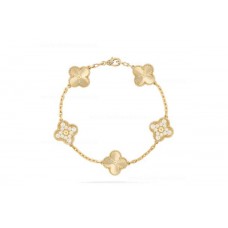 Van Cleef Arpels Alhambra Armband 5 Motive Gelbgold mit Diamanten