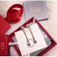Frühling/Herbst Dior Lange Tropfenohrringe aus Messing mit Sternquaste und CD-Motiv und weißen Perlen
