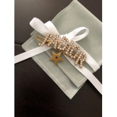 Cristian Dior JAdior Logoförmige Damen-Haarnadel mit Sterndetail und Messingdiamanten