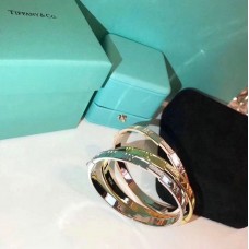 Tiffany Atlas Damen-Armreif mit geschlossenem Scharnier, Silber, Rosa/Gelbgold, Kristalle