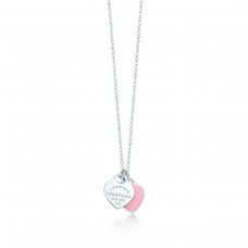 Tiffany Co Return To Double Heart Tag Emaille Halskette 925 Silber Rosa/Rot