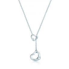Tiffany Elsa Peretti Lariat-Halskette mit offenem Herz aus Sterlingsilber