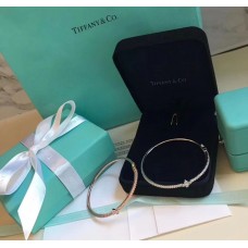 Tiffany Fleur de Lis Liliaceous Dekoration weibliche Diamanten Armreif Silber/Roségold