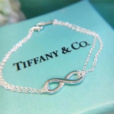Tiffany Infinity Doppelketten-Armband Unendlichkeitssymbol-Anhänger 925 Silber Bewertung Damen US