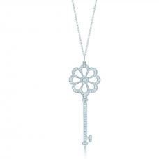Tiffany Keys Bloom Schlüsselanhänger-Halskette mit blumenförmigen Diamanten Bewertung Damen US