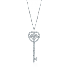 Tiffany Keys verzierte Herz-Schlüsselanhänger-Halskette aus Sterlingsilber, Geschenk
