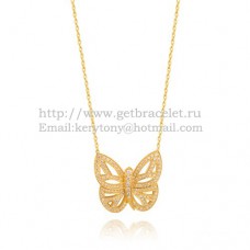 Van Cleef Arpels Butterfly Hollow Carving-Anhänger aus Gelbgold mit Pavé-Diamant Van Cleef Arpels Butterfly Hollow Carving-Anhänger aus Gelbgold mit Pavé-Diamant