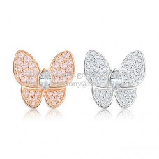 Van Cleef Arpels Flying Two Butterflies Ohrringe aus Rosé-Weißgold mit Pavé-Diamant Van Cleef Arpels Flying Two Butterflies Ohrringe aus Rosé-Weißgold mit Pavé-Diamant
