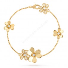 Van Cleef Arpels Frivole Armband 5 Blumen Gelbgold/Weißgold mit Diamantpreis Amerika