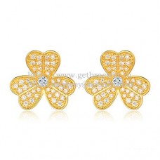Van Cleef Arpels Frivole Ohrringe Gelbgold mit Pavé-Diamant Van Cleef Arpels Frivole Ohrringe Gelbgold mit Pavé-Diamant
