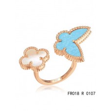 Van Cleef Arpels Luck Alhambra Between The Finger Ring Roségold Türkis mit Perlmutt