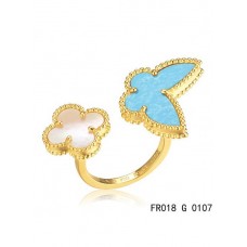 Van Cleef Arpels Luck Alhambra Between The Finger Ring Gelbgold Türkis mit Perlmutt