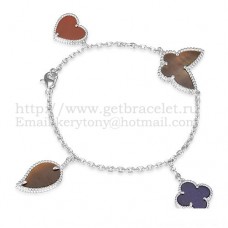 Van Cleef Arpels Lucky Alhambra 4 Motive Armband Weißgold mit Steinkombination 002 Van Cleef Arpels Lucky Alhambra 4 Motive Armband Weißgold mit Steinkombination 002