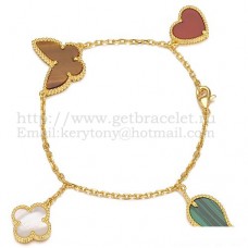 Van Cleef Arpels Lucky Alhambra 4 Motive Armband Gelbgold mit Steinkombination 003 Van Cleef Arpels Lucky Alhambra 4 Motive Armband Gelbgold mit Steinkombination 003
