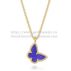 Van Cleef Arpels Lucky Alhambra Butterfly-Halskette aus Gelbgold mit Lapis-Stein und Perlmutt Van Cleef Arpels Lucky Alhambra Butterfly-Halskette aus Gelbgold mit Lapis-Stein und Perlmutt