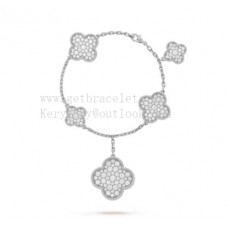 Van Cleef Arpels Magic Alhambra Armband 5 Motive Weißgold mit Diamanten