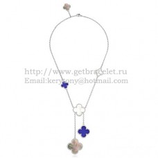Van Cleef Arpels Magic Alhambra Halskette Weißgold 6 Motive mit grauweißem Lapis-Perlmutt Van Cleef Arpels Magic Alhambra Halskette Weißgold 6 Motive mit grauweißem Lapis-Perlmutt