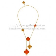 Van Cleef Arpels Magic Alhambra Halskette Gelbgold 6 Motive mit Tigerauge-Onyx-Perlmutt