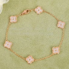 Van Cleef Arpels Sweet Alhambra Armband 6 Motive aus Roségold mit Pavé-Diamanten
