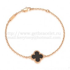 Van Cleef Arpels Sweet Alhambra Armband aus Roségold mit schwarzem Onyx-Perlmutt Van Cleef Arpels Sweet Alhambra Armband aus Roségold mit schwarzem Onyx-Perlmutt